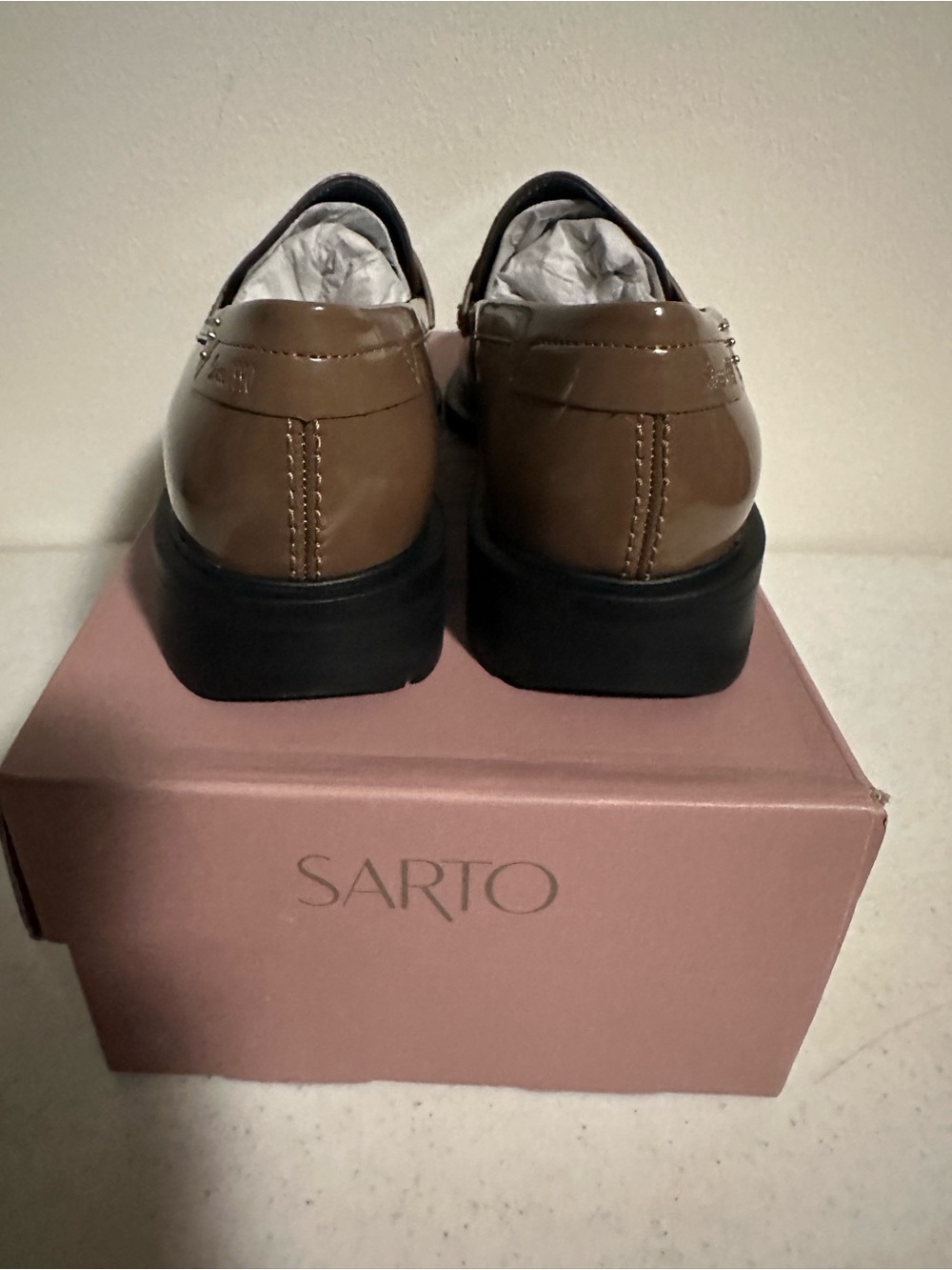 SARTO Franco Sarto Eden Studs Women’s 8.5 Brown Penny Loafers Shoes New - Picture 3 of 6
